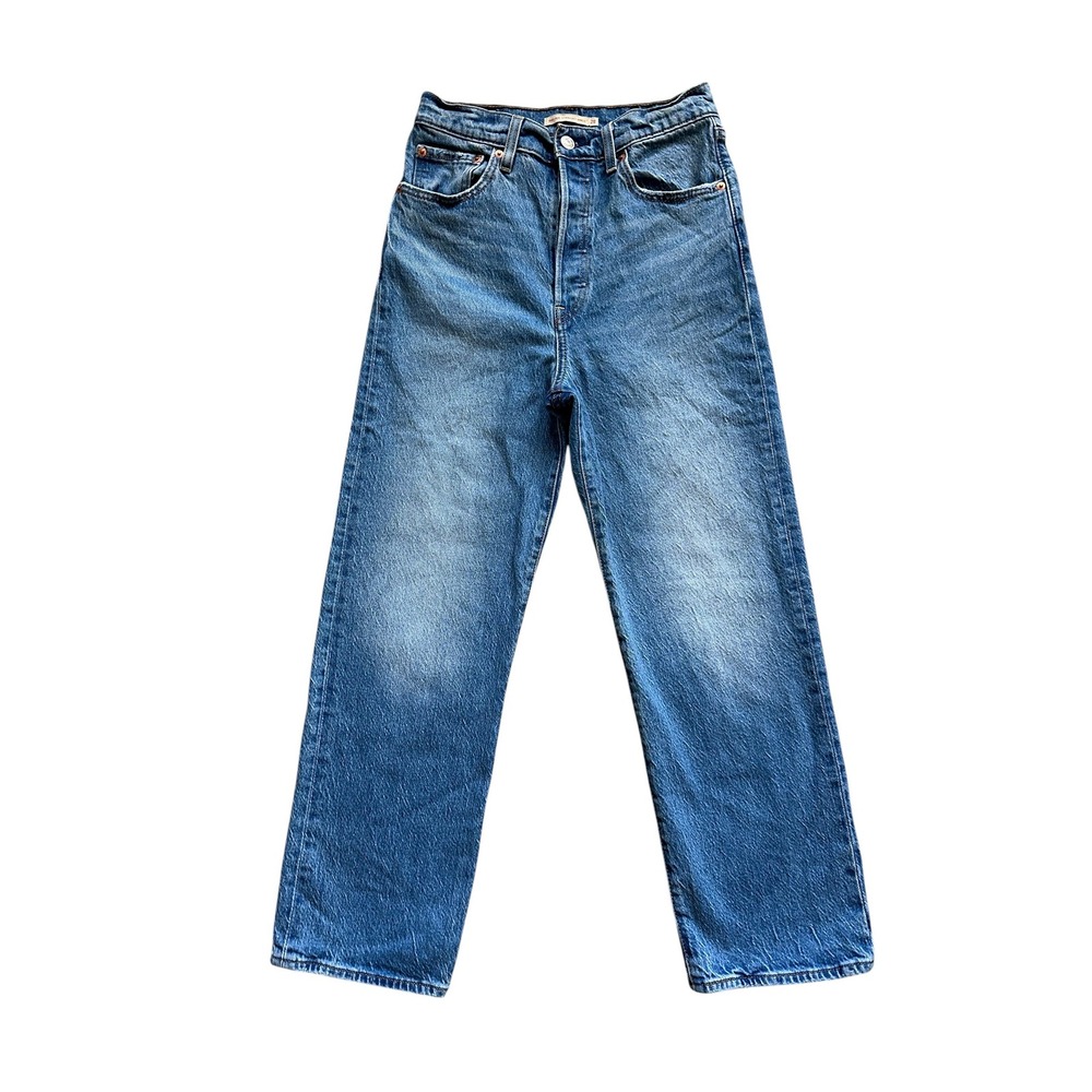 Minimalist Levis Premium Ribcage Straight Ankle Jeans 28 High Rise Medium Wash